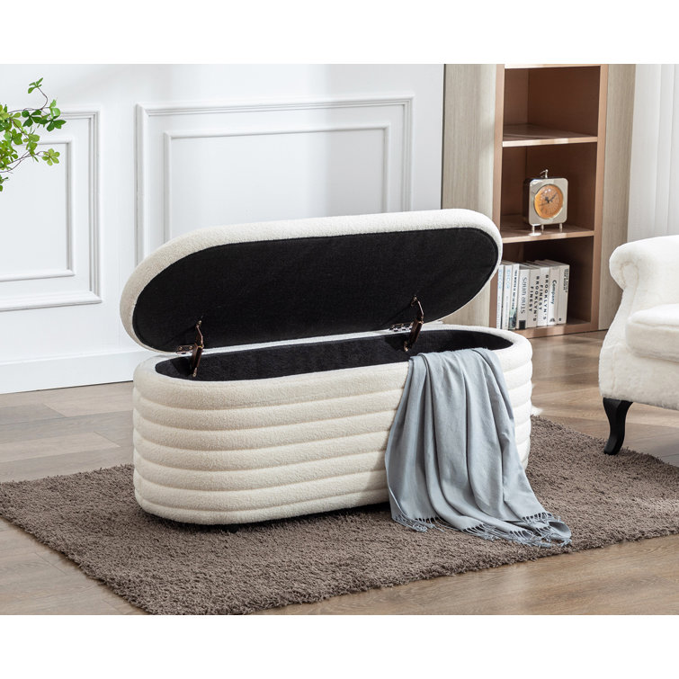 White ottoman store bench with storage